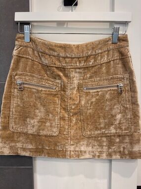 Free Peope Velvet Pocket A-Line Skirt in Tan